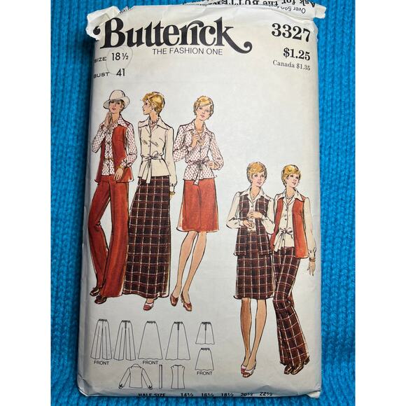 Butterick 3327 pattern pants blouse vest maxi skirt Size 18.5 - Picture 1 of 5